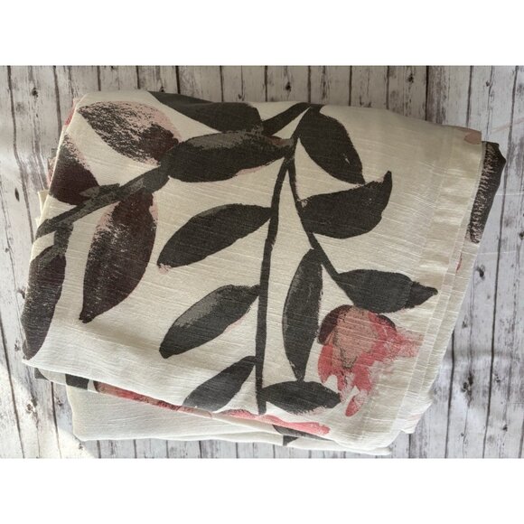 Floral Window Curtain Panels PAIR Cream Coral (54"x84") Threshold Target - Picture 3 of 8